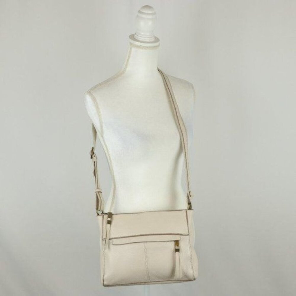 The Sak Women's Cream Leather Zip Closure Crossbody Bag
